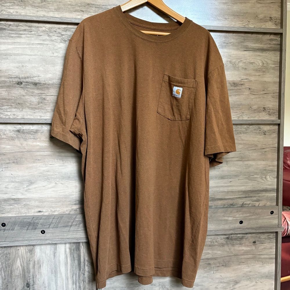 Carhartt Force Brown Crew Neck Pocket Tee Short Sleeve T-shirt 2XLT Outdoors